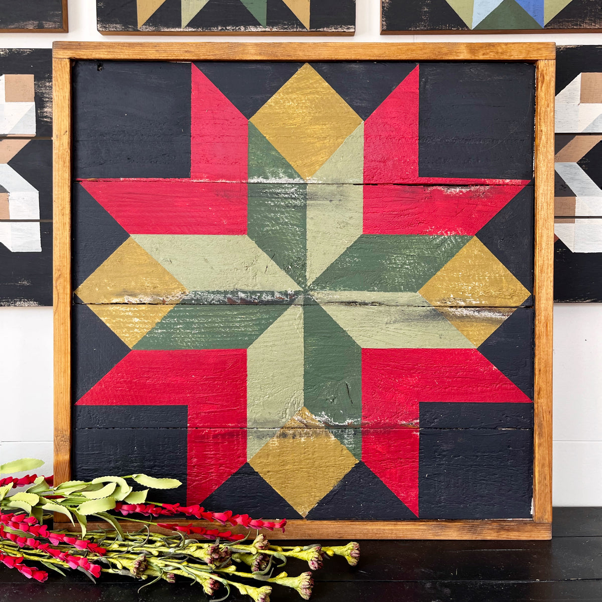 Wilde Bloem Indian Paintbrush Framed Barn Quilt Tweetle Dee Design Co.