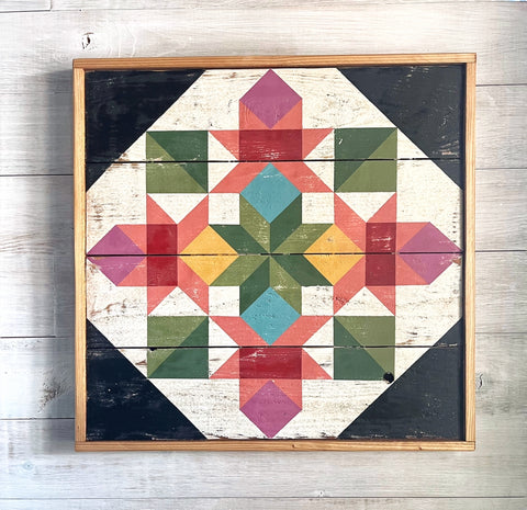 Cathedral Window Framed Barn Quilt