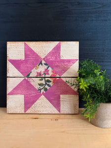 Floral Sawtooth Star Barn Quilt - Thistle