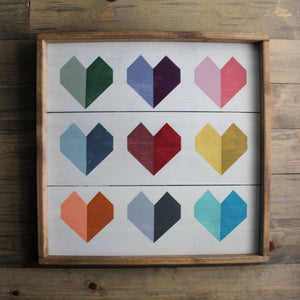 Rainbow Hearts Barn Quilt