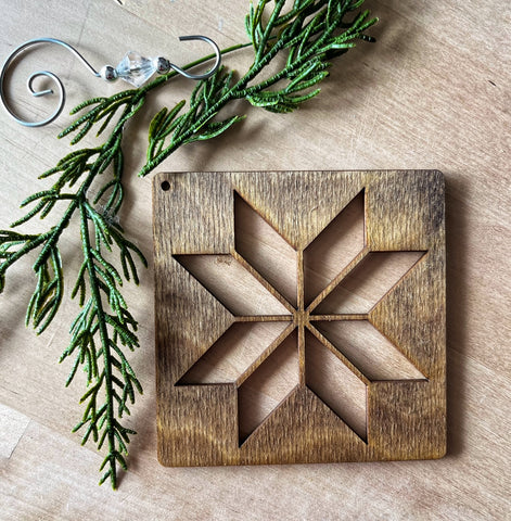 Rhode Island Star Barn Quilt Ornament